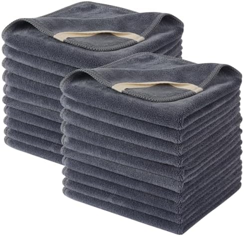 Microfiber Facial Cloths Fast Drying Washcloth 12inch x 12inch Grey 20 pack by SINLAND
