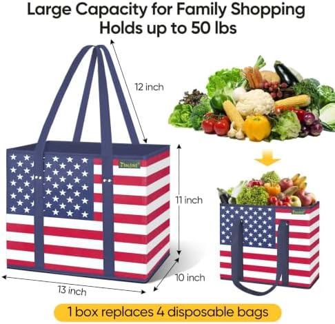 BALEINE 3PK Reusable Grocery Bags, Heavy Duty Shopping Tote Bag - Image 3