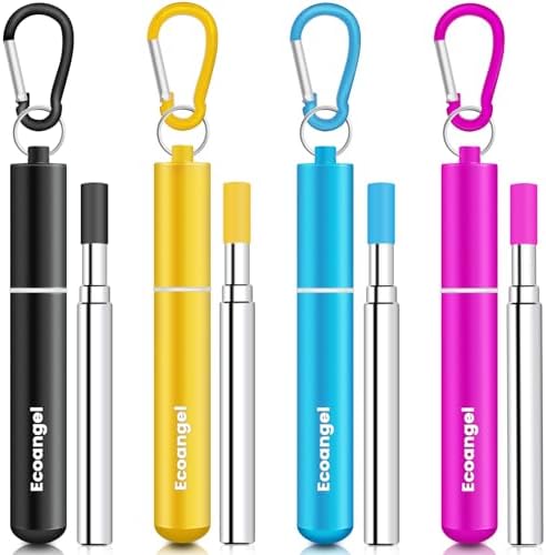 Ecoangel Cruise Ship Essentials, Reusable Metal Straws (4 Pack) by ECOANGEL