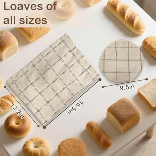 XL Linen Bread Bag for Homemade Sourdough with Proofing Cover, Reusable Organic Linen bags with TPU Lining, BPA-Free, Food-Grade Cloth Storage Bags with Freezer Compatibility - Image 3