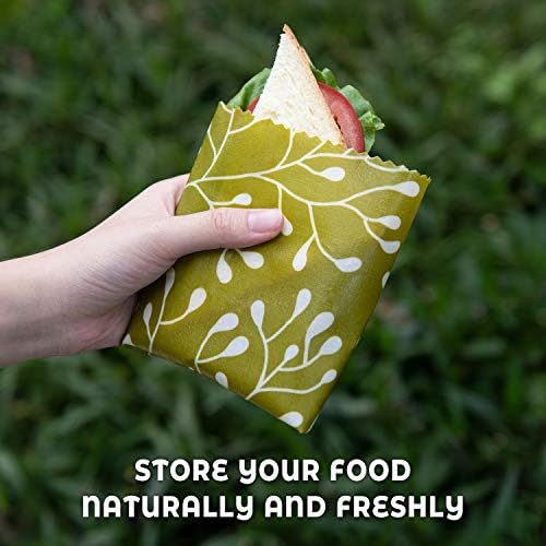 Akeeko Reusable Beeswax Food Wraps - Assorted 9 Packs, Reusable, Plastic-Free Food Storage, 5 Small, 2 Medium, 1 Large, 1 Extra Large Wraps with Abstract Curves Pattern - Image 5