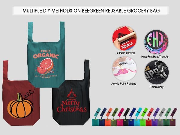 BeeGreen Blue Reusable Grocery Bags Wholesale Royal Reusable Kitchen Bags Bulk Foldable-Machine Washable with Zipper Storage Pouch 50 Packs - Image 7