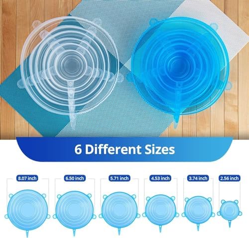 Silicone Stretch Lids, 6PCS Reusable Zero Waste Container Covers - Image 7
