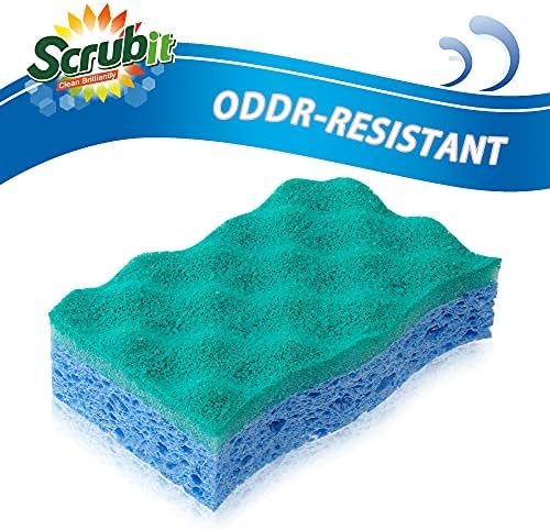 SCRUBIT Multi-Use Scrub Sponge – Non-Scratch Kitchen Sponges for Dishes, Pots & Pans - Heavy Duty & Odor-Free Rippled Scrubbing Pad, Designed for Tough Cleaning Jobs, 6 Count - Image 2