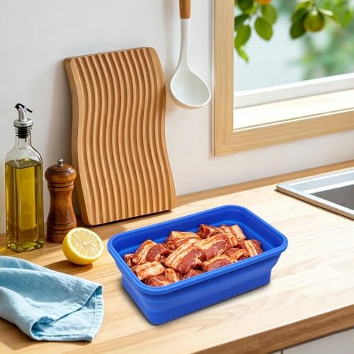 Extra Large Collapsible Silicone Food Storage Containers with Lids, Set of 2 Foldable Lunch Boxes 82.8oz + 60.2oz, for Kitchen, Travel, Camping, BPA Free - Image 4