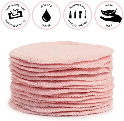 S&T INC. Makeup Remover Wipes for Skin Care with Laundry and Storage Bag, Reusable Makeup Wipes or Face Towels, Travel Essentials, Pink, 4.25 In. Diameter, 16PK - Image 2