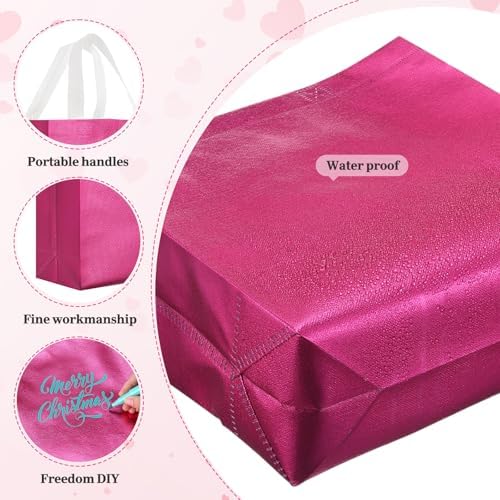 Eccliy 80 Pcs Reusable Gift Bags, Large, Hot Pink - Image 3