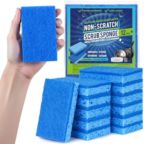 Metflavor Kitchen Sponges, 12 Count, Dual-Sided Non-Scratch Scrub Sponge by Metflavor