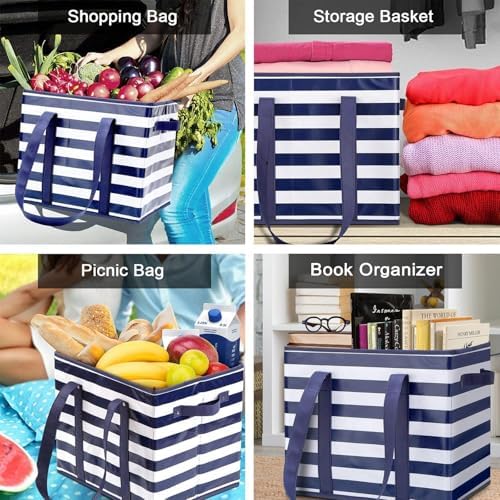 Reusable Grocery Bags 6 Pack, Foldable & Water Resistant Shopping Bags - Image 2