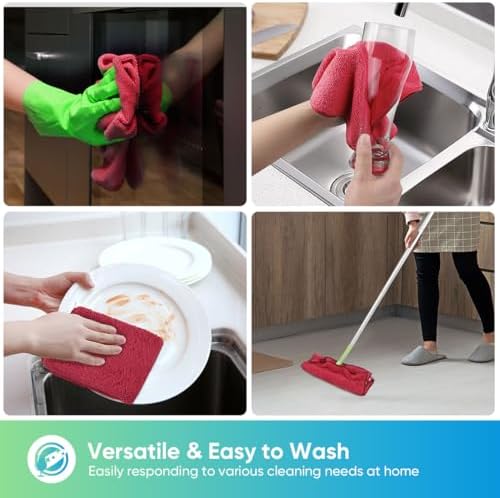 HOMEXCEL Red Microfiber Cleaning Cloth, Microfiber Towels for Car, 12 Pack - Image 4