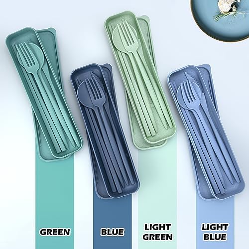 4 Sets Reusable Utensils Set with Case,Travel Utensils with Case,Reusable Utensils for Lunch Box accessories,Portable Chopsticks Knife Fork and Spoon Lunch Utensils Set for Travel Daily Use - Image 3