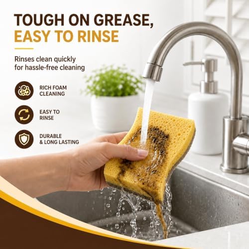 12 PCS Natural Sponges Kitchen, Dish Sponges with Coconut Scrub - Image 4