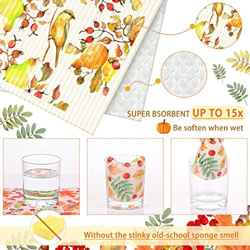 Cunhill 6 Pcs Dishcloths Reusable, Yellow Leaves Kitchen - Image 3