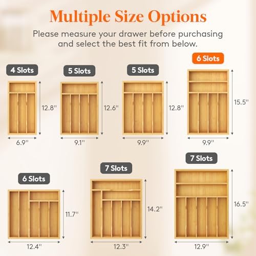 Lifewit Bamboo Silverware Tray for Drawer, 9.9 x 15.5 - Image 2