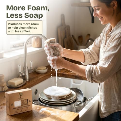 Kitchen Sponges 10 Pack - Natural Cellulose Sponge with Coconut Scrubber - Plant Based Sponges - Biodegradable Kitchen Sponge - Non-Scratch Sponges for Dishes - Eco Friendly Kitchen Sponges - Image 7