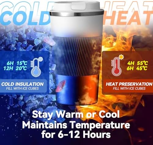 12OZ Travel Coffee Mug Insulated Coffee Cup with Spill Leak Proof Lid, Portable Stainless Steel Tumbler Reusable Hot and Cold Water Mug for Car, Daily, Camping- White - Image 6