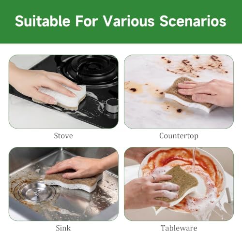 Silkyhose 12Pack Wave-Edge Cellulose Coconut Sponges, Non-Scratch Cleaning - Image 4