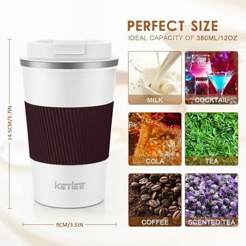 KETIEE Travel Coffee Mug 12oz: Reusable Coffee Cup with Leakproof Lid - Image 2