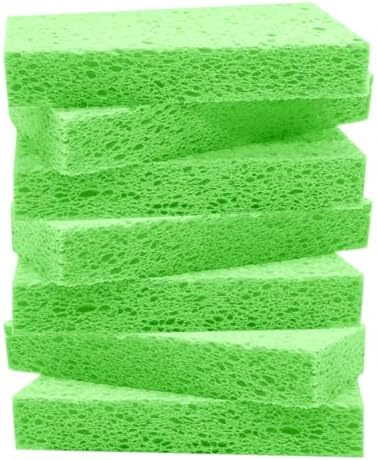 Large Cellulose Sponges, Kitchen Sponge for Dish, Thick Heavy Duty Scrub Pads, Non-Scratch Scrubber for Household/Cookware/Bathroom/Office/Boat 5.5" x 3" x 1" (7 Pack) Green by Mainlyrunmakeupsuppliers