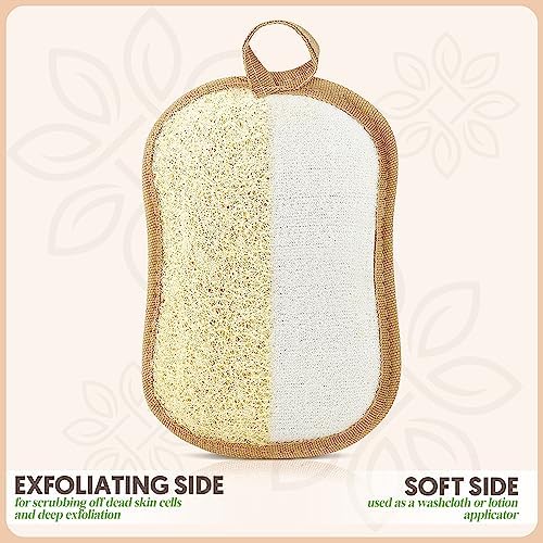 Almooni Natural Loofah Body Scrubber, Exfoliating Loofah Sponge, 2 Pack - Image 3