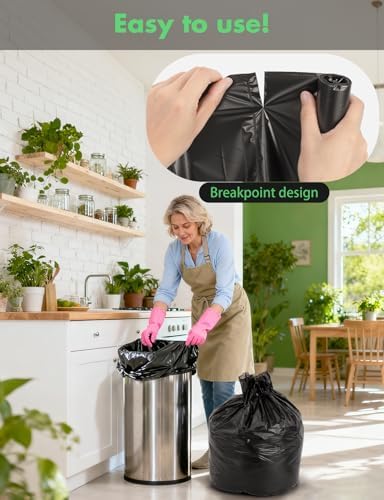 Compost Bags 13 Gallon, 50 Count Biodegradable Compostable Tall Kitchen Can Liners, Thick Unscented Tear & Leak Proof Plant-Based Garbage Bags for Food Waste, Bathroom & Garden, Black - Image 3