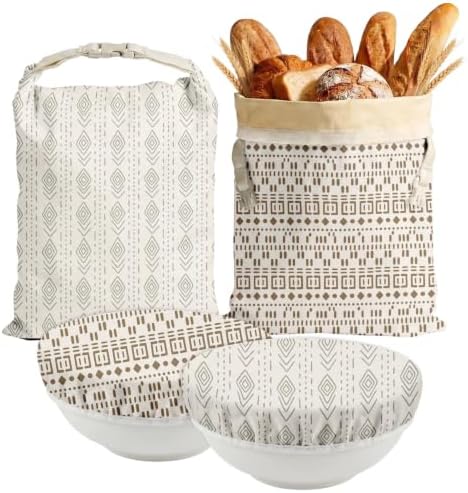 Britimes Reusable Bread Bags Set, Beeswax, XL, Zero Waste, Geometric Beige by Britimes