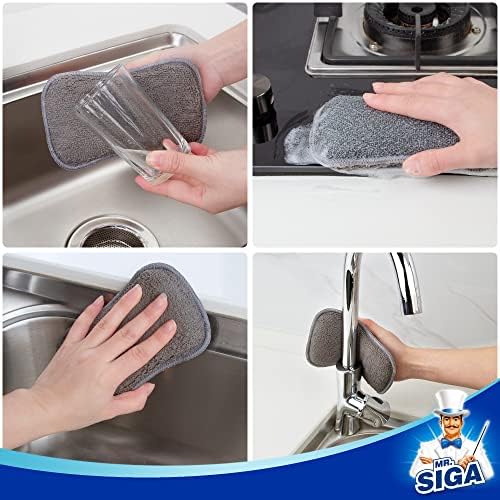 MR.SIGA Dual-Sided Scrub Sponges, Long Lasting, Reusable Dishwashing Sponges for Kitchen, 12 Pack - Image 6