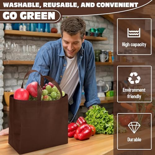 Windyun Reusable Grocery Bags Non Woven with Handles - Image 4