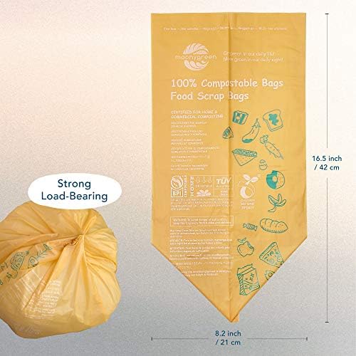Compostable Trash Bags, 2.6 Gallon, 9.84 Liter, 200 Count, Extra Thick, Food Scrap Small Kitchen Waste Bags, US BPI ASTM D6400 and Europe OK Compost Home Certified - Image 4