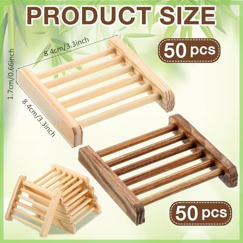 Amyhill 100 Pcs Bamboo Soap Dish Bulk Holder Draining,Wood Charcoal Color - Image 2