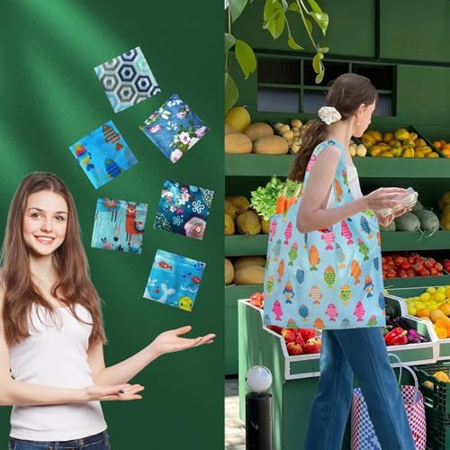 Foldable Reusable Shopping Bags,6 Pack Heavy Duty Tote for Grocery - Image 6