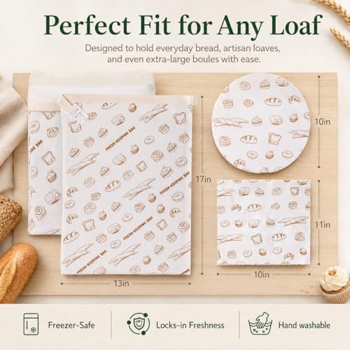 5Pcs Beeswax Bread Bag, Homemade Sourdough Reusable Beeswax Bread Bag - Image 7