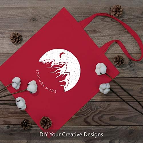 TOPDesign 6-Pack Economical 16"x15" Red Cotton Tote Bag, Lightweight Medium Reusable Grocery Shopping Cloth Bags, Suitable for DIY, Advertising, Promotion, Gift, Activity - Image 3