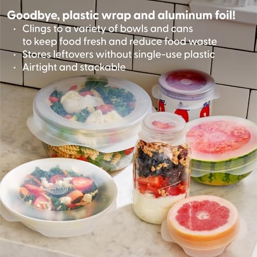 W&P Reusable Silicone Stretch Lid, Set of 6 Circular Lids, Dishwasher Safe, Freezer Safe, LFGB/Premium Materials, Microwave Safe, Clear - Image 2