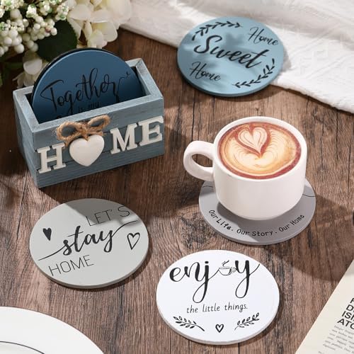Queekay House Warming Gifts New Home Farmhouse Coasters Set of 6, Slate - Image 5