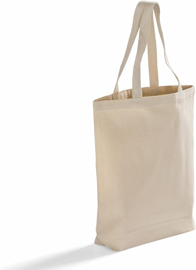 Premium Canvas Tote Bags – 12 Pack Reusable Shopping Bags with Shoulder Straps – Gusseted Totes for Daily Use