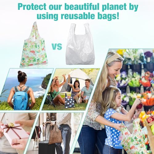 Eccliy 24 Pcs Reusable Grocery Bags Shopping Bags Foldable, Animal Design - Image 6
