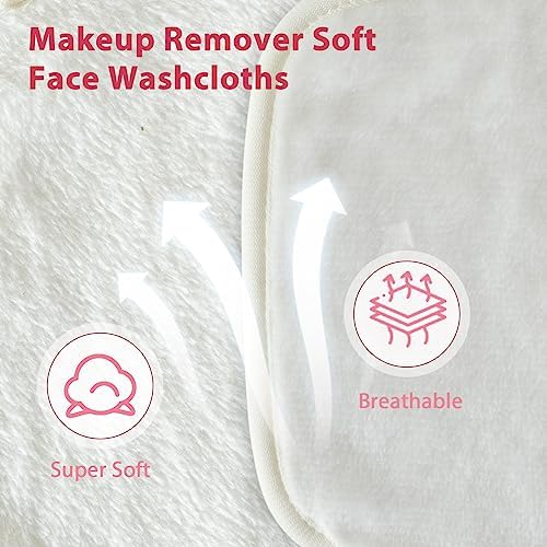 Makeup Remover Cloth, 6" x 6" Make Up Towels Reusable Face Cloth for Washing Face, Makeup Remover Pads Microfiber Face Washcloth with Mesh Bag, 12 Pack - Image 3