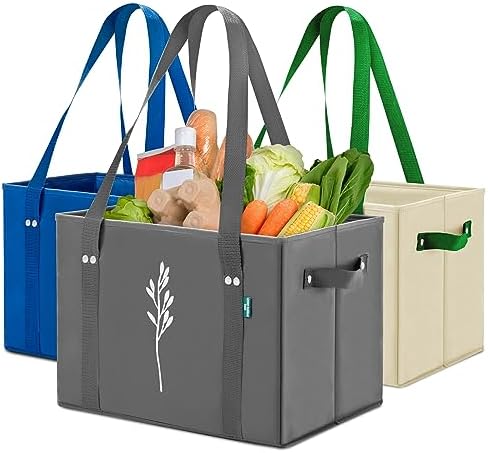 Green Bulldog Reusable Grocery Bags, Tote Bag For Shopping, Multi, 3 Pack by GreenBulldogBags