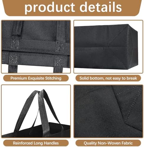 Reusable Grocery Bags 12.6 * 6.3 * 11.8 in - Non Woven Totes Bag with Reinforced Handles, Shopping Bags Bulk - Image 3
