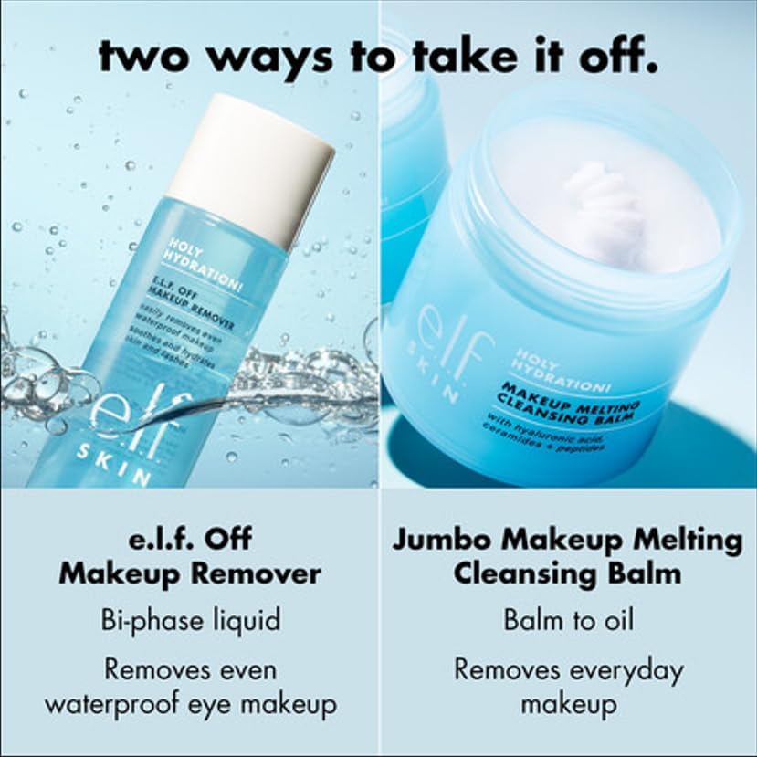 e.l.f. SKIN Holy Hydration! Makeup Melting Cleansing Balm JUMBO, Face Cleanser & Makeup Remover, Infused with Hyaluronic Acid to Hydrate Skin, 3.5 Oz - Image 5