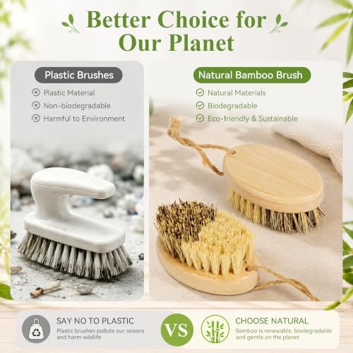 DEBETOOL 2-Pack Bamboo Vegetable Brush Scrubber for Food - Image 2