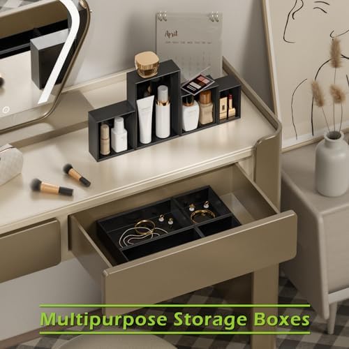 Bamboo Drawer Organizer, 8-Piece Set, Black - Image 3
