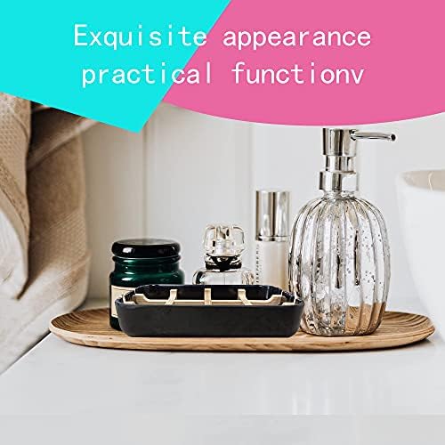 Aoheuo Modern Bamboo Fiber soap Holder and soap Dish Combination (Removable),5.12 Long by 3 Wide, 0.98 inches high, Used in Kitchens, bathrooms, and bar Sinks (Black,Gray) - Image 2