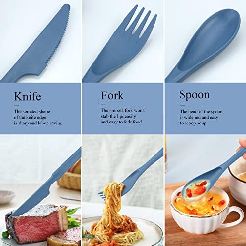 DISSKNIC 4 Sets Reusable Utensils Set with Case,Travel Utensils Cutlery Set Spoons and Forks Set, Reusable Plastic Utensils for Lunch Box Accessories for Adults, Portable Lunch Utensils Set for Daily - Image 6
