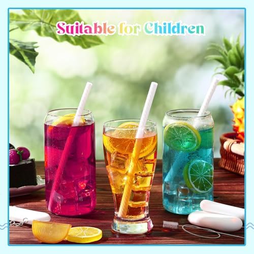 Meanplan 4 Sets Reusable Straws Travel Case Brush Silicone,White - Image 5