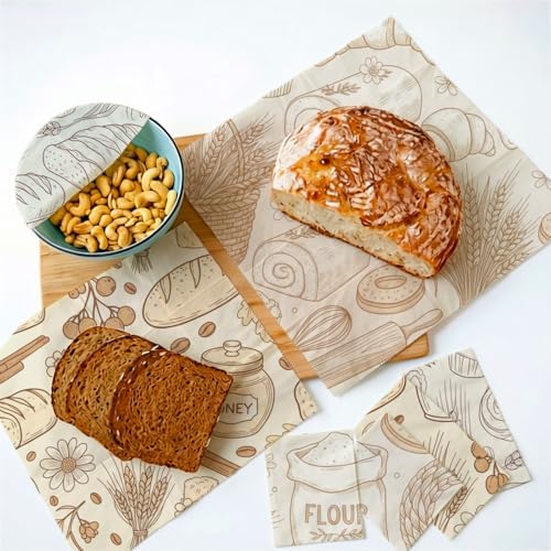 Reusable Beeswax Wrap, Bakery and Coffee Wraps, 9 Pack Eco-Friendly Food Preservation, Organic, Sustainable, Zero Waste, Plastic-Free Covers for Sandwich, Bread, Bowl, 1XL, 3M, 5S - Image 4