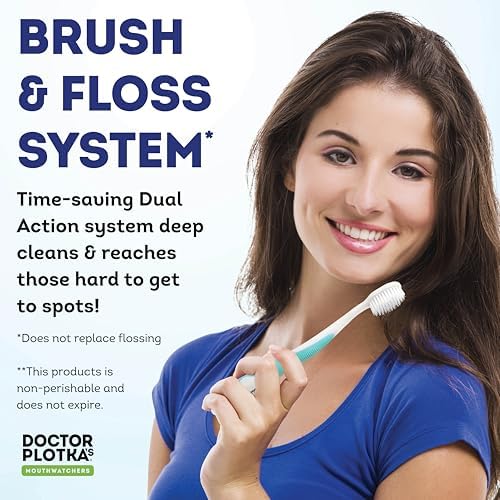 MOUTHWATCHERS Soft Manual Toothbrush, Adults, Flossing Bristles, Turquoise - Image 5