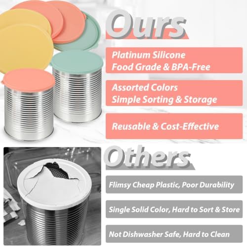 Webake Silicone Lids for #10 Cans, 6.3 Inch Diameter, Food Grade Reusable Can Covers, Light-Proof Airtight Food Storage Lids for Preppers & Survival Supplies, 6 Packs - Image 3