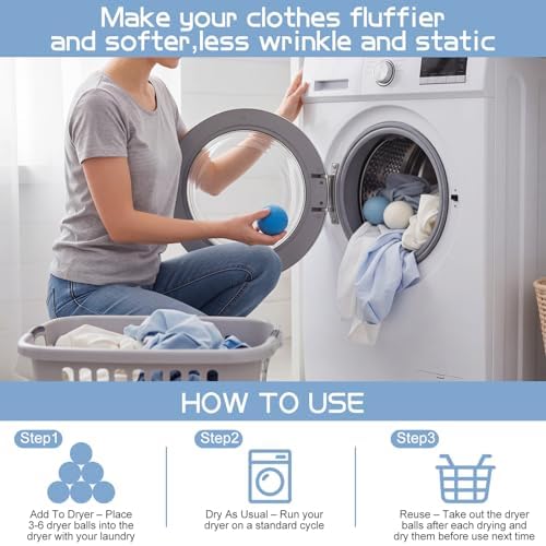 WILLBOND 10 Pcs Wool Dryer Balls Bulk 3 Inch Laundry Reusable Colored Anti Static Wool Balls Natural No Lint Fabric Softener Dryer Sheets Replaces for Reducing Wrinkles Save Drying Time(Oceanic) - Image 3